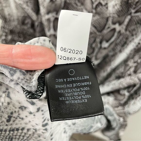 NWT Sam Edelman Snakeskin Tiered Ruffle Long Sleeve Midi Dress Grey Plus Size 1X - Picture 8 of 9